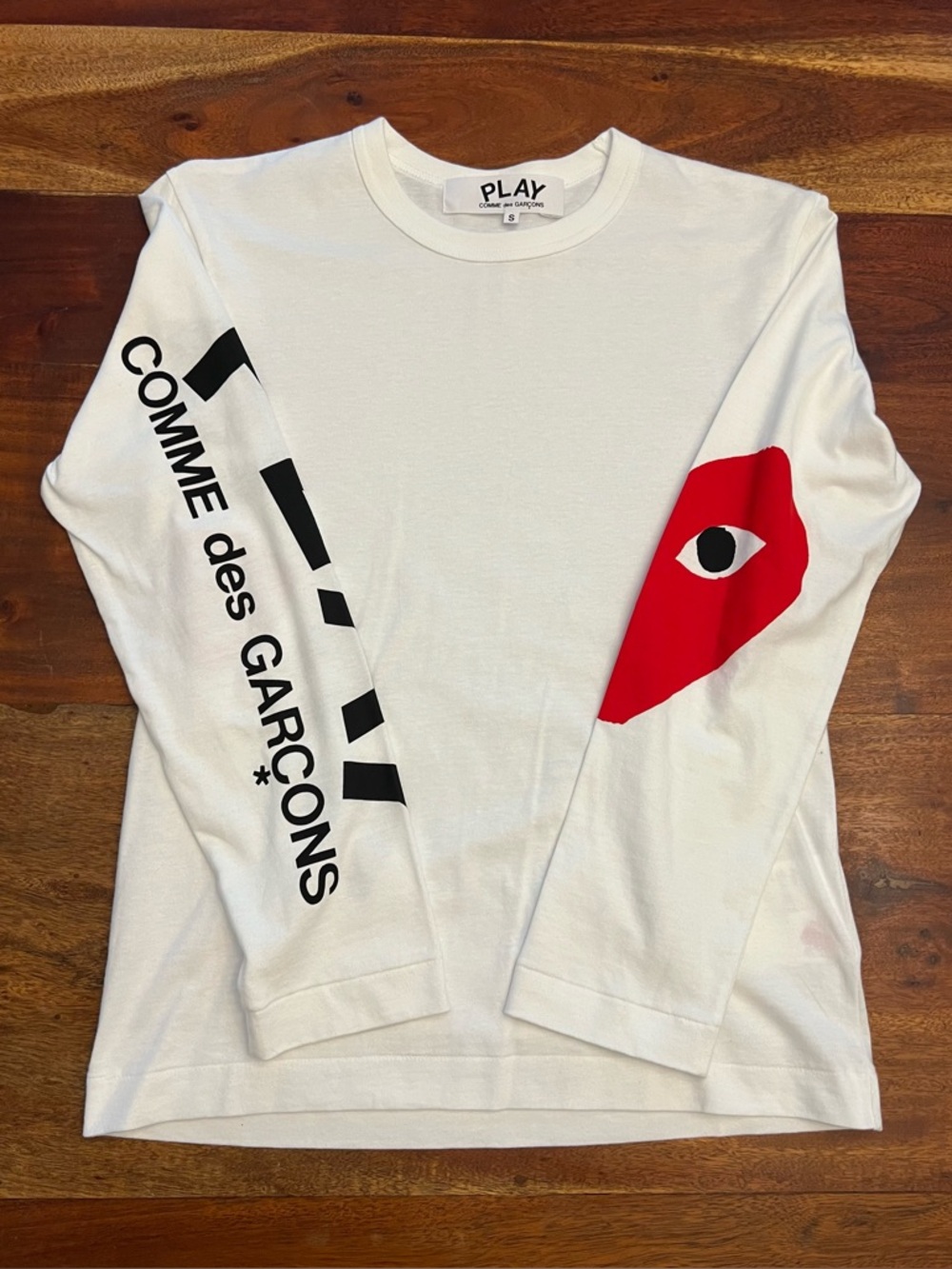Comme des Garçons PLAY White Heart Eye Long Sleeve Tee